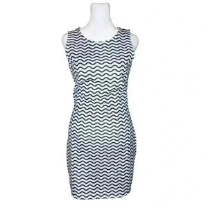 Teeink women's white and navy blue striped dress size small